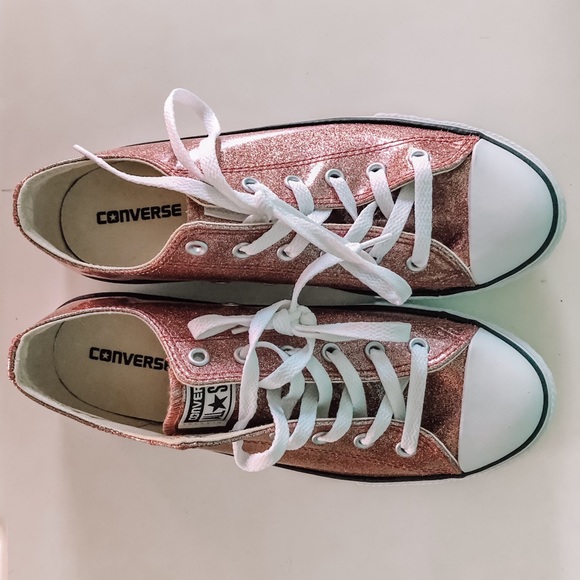 Converse Other - Juniors Rose Gold Glitter Converse